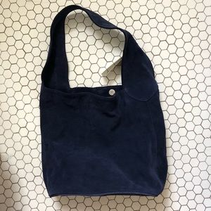 Eileen Fisher Macy Blue suede hobo bucket bag NWT